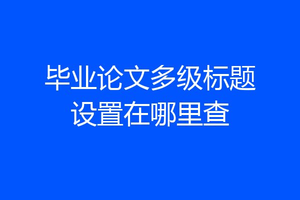 毕业论文多级标题设置在哪里查