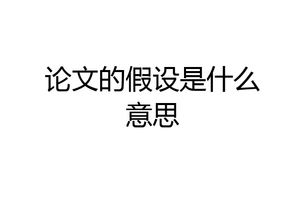 论文的假设是什么意思