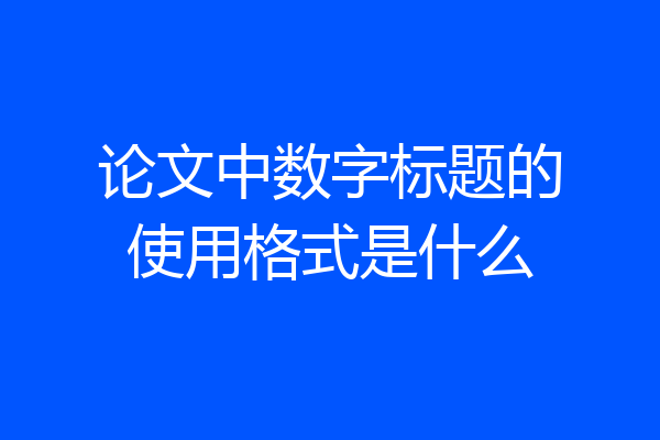 论文中数字标题的使用格式是什么