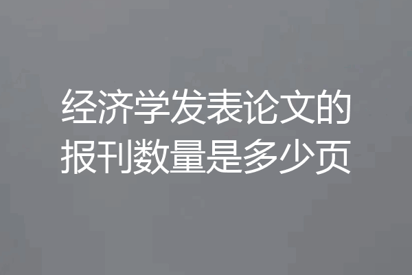 经济学发表论文的报刊数量是多少页