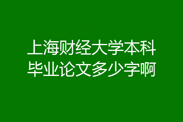 上海财经大学本科毕业论文多少字啊