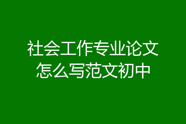 社会工作专业论文怎么写范文初中