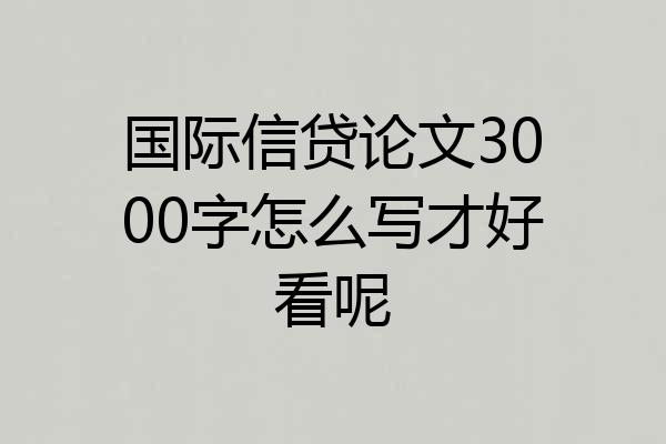 国际信贷论文3000字怎么写才好看呢