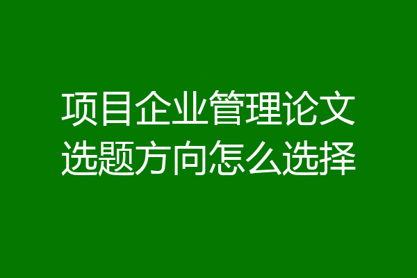 项目企业管理论文选题方向怎么选择