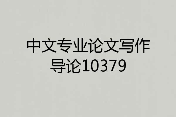 中文专业论文写作导论10379