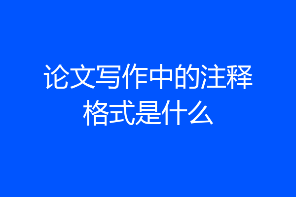 论文写作中的注释格式是什么