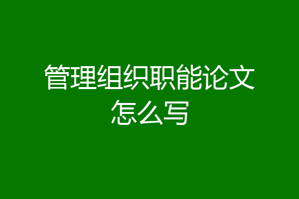 管理组织职能论文怎么写