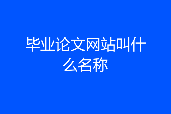 毕业论文网站叫什么名称