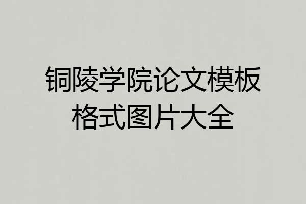 铜陵学院论文模板格式图片大全