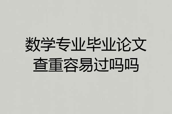 数学专业毕业论文查重容易过吗吗
