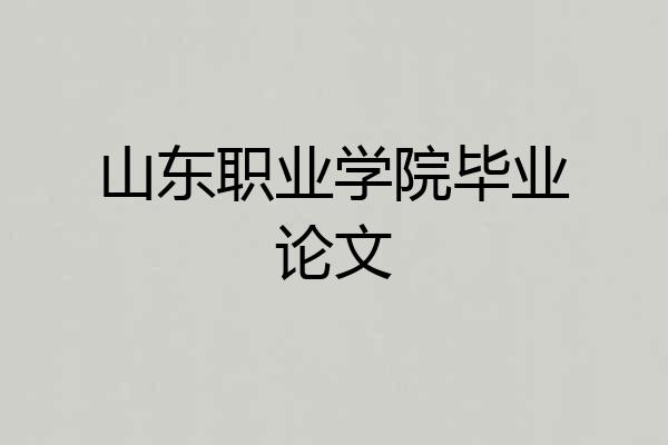 山东职业学院毕业论文
