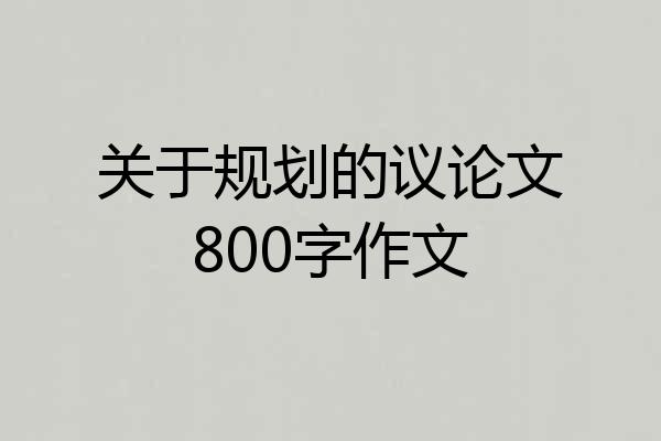关于规划的议论文800字作文
