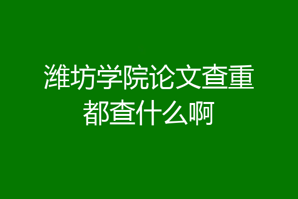 潍坊学院论文查重都查什么啊