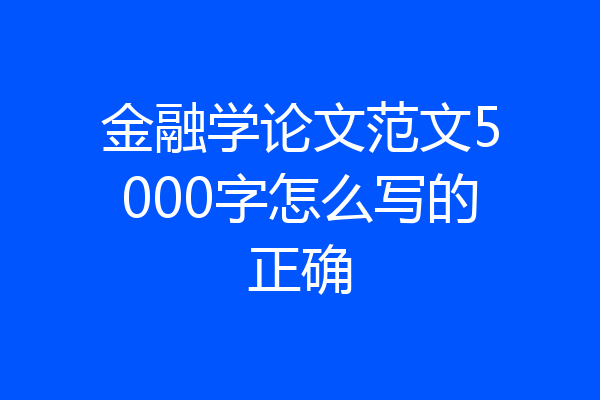 金融学论文范文5000字怎么写的正确