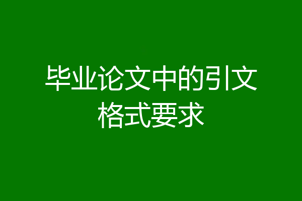 毕业论文中的引文格式要求