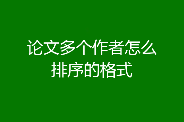 论文多个作者怎么排序的格式