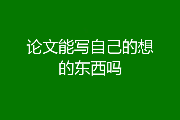 论文能写自己的想的东西吗