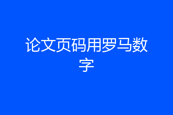 论文页码用罗马数字