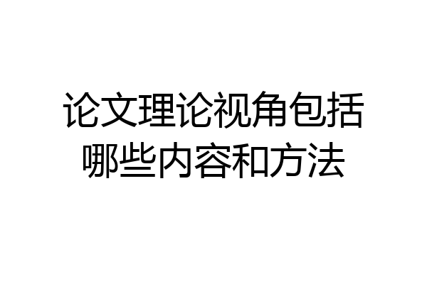 论文理论视角包括哪些内容和方法