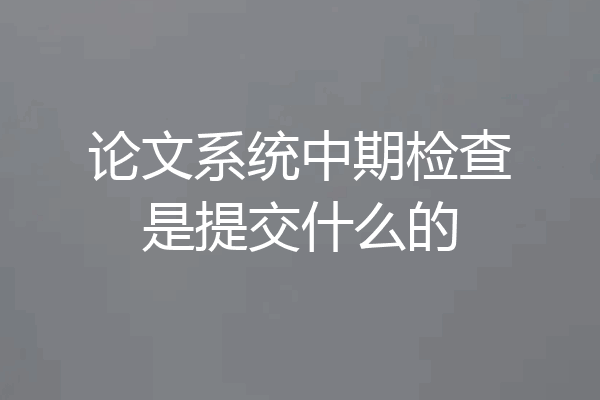 论文系统中期检查是提交什么的