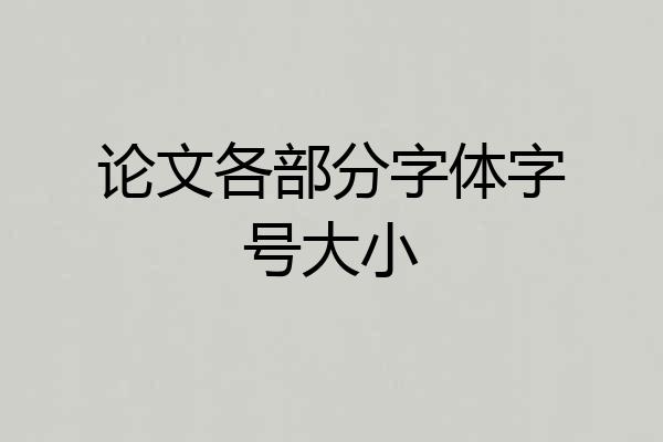 论文各部分字体字号大小