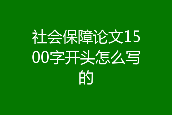 社会保障论文1500字开头怎么写的