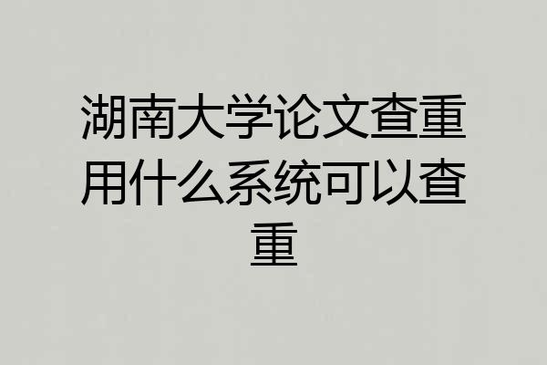 湖南大学论文查重用什么系统可以查重