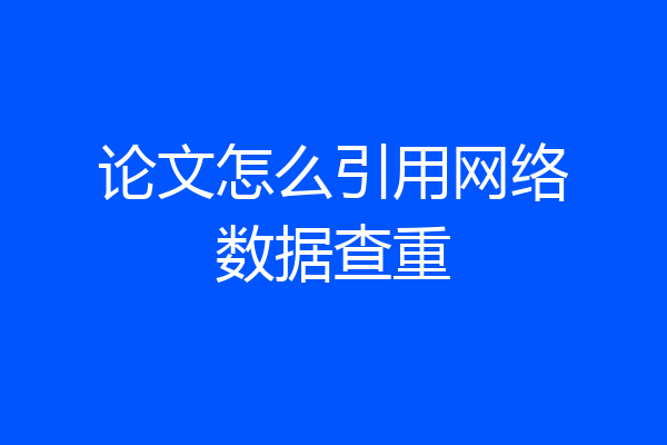 论文怎么引用网络数据查重
