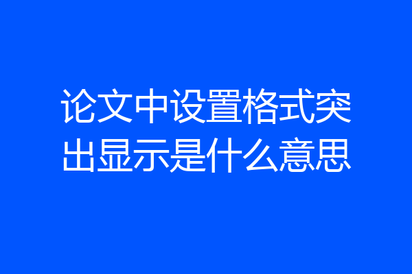 论文中设置格式突出显示是什么意思