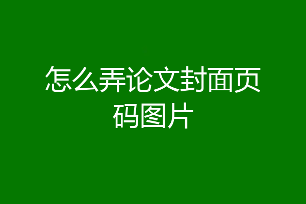 怎么弄论文封面页码图片