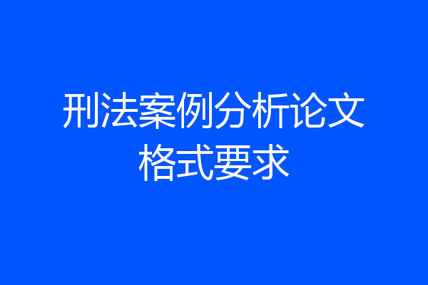 刑法案例分析论文格式要求