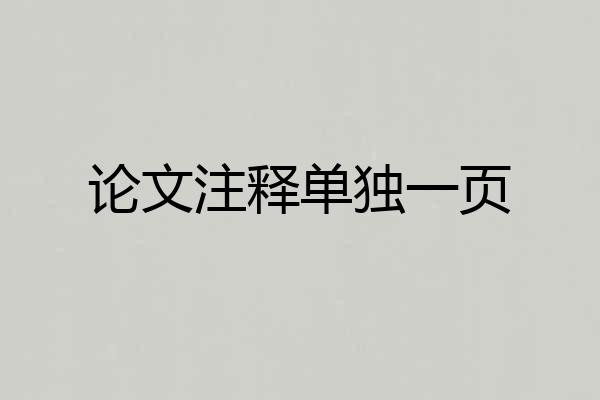 论文注释单独一页