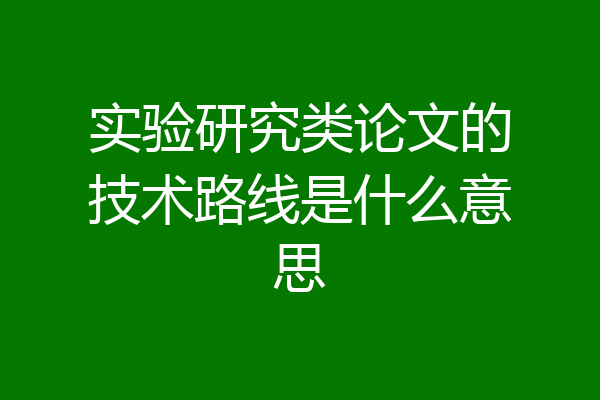 实验研究类论文的技术路线是什么意思