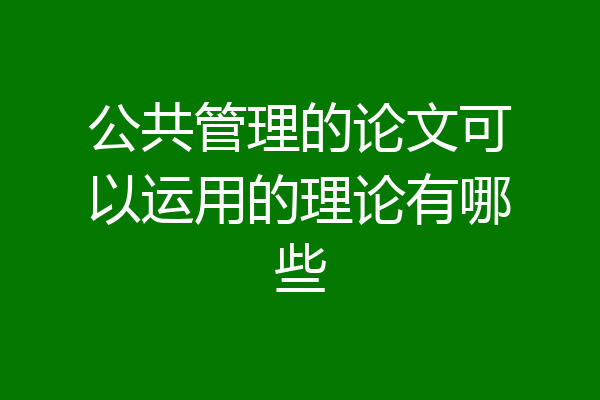 公共管理的论文可以运用的理论有哪些