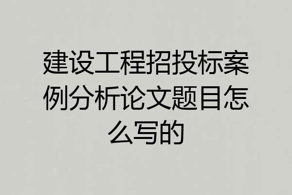 建设工程招投标案例分析论文题目怎么写的