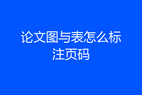 论文图与表怎么标注页码