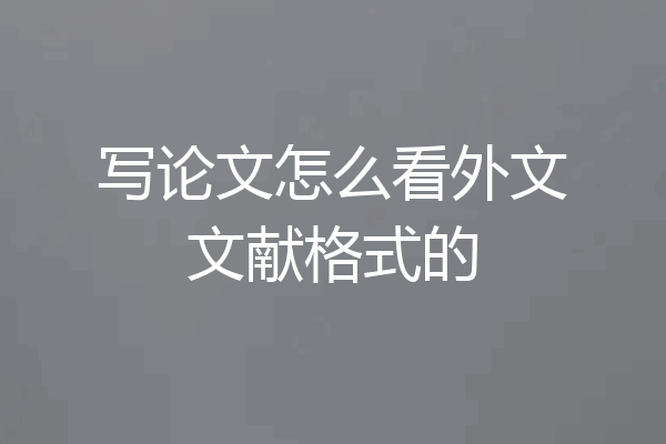 写论文怎么看外文文献格式的