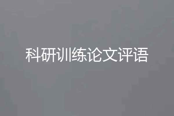 科研训练论文评语