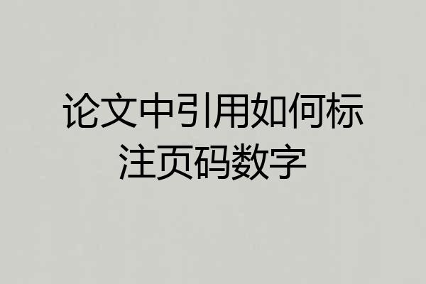 论文中引用如何标注页码数字