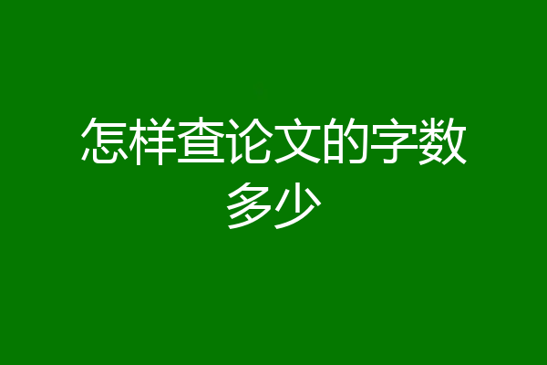 怎样查论文的字数多少