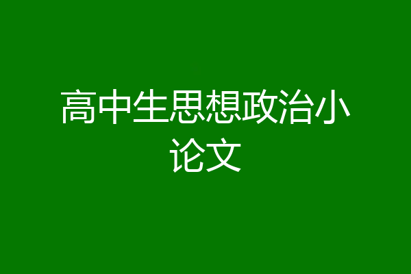高中生思想政治小论文