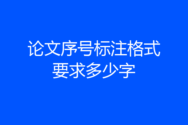 论文序号标注格式要求多少字