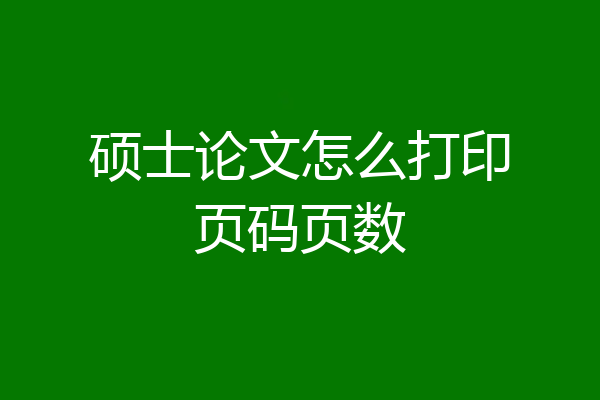 硕士论文怎么打印页码页数