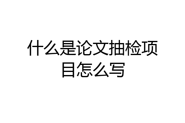 什么是论文抽检项目怎么写