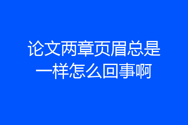 论文两章页眉总是一样怎么回事啊