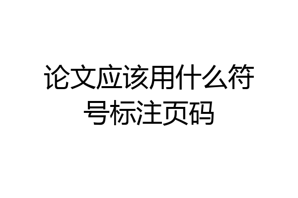 论文应该用什么符号标注页码