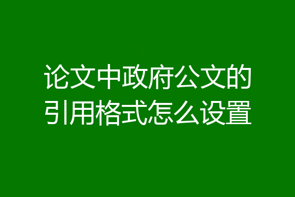 论文中政府公文的引用格式怎么设置