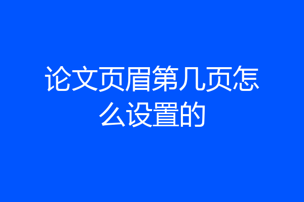论文页眉第几页怎么设置的
