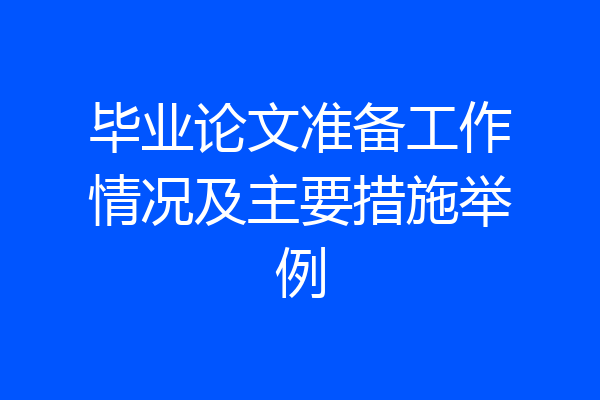 毕业论文准备工作情况及主要措施举例