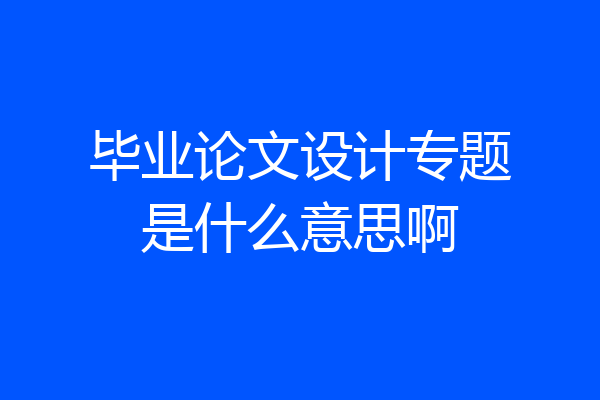 毕业论文设计专题是什么意思啊